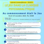 Programme des visioconférences du GLPRA : Le jeu dans la clinique psychanalytique