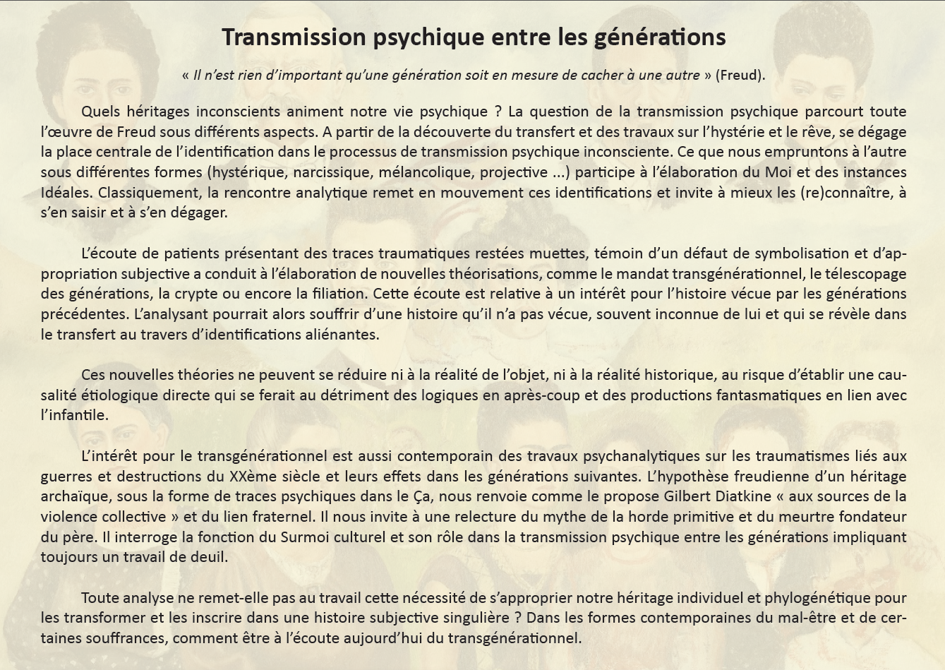 Transmission psychique entre les générations